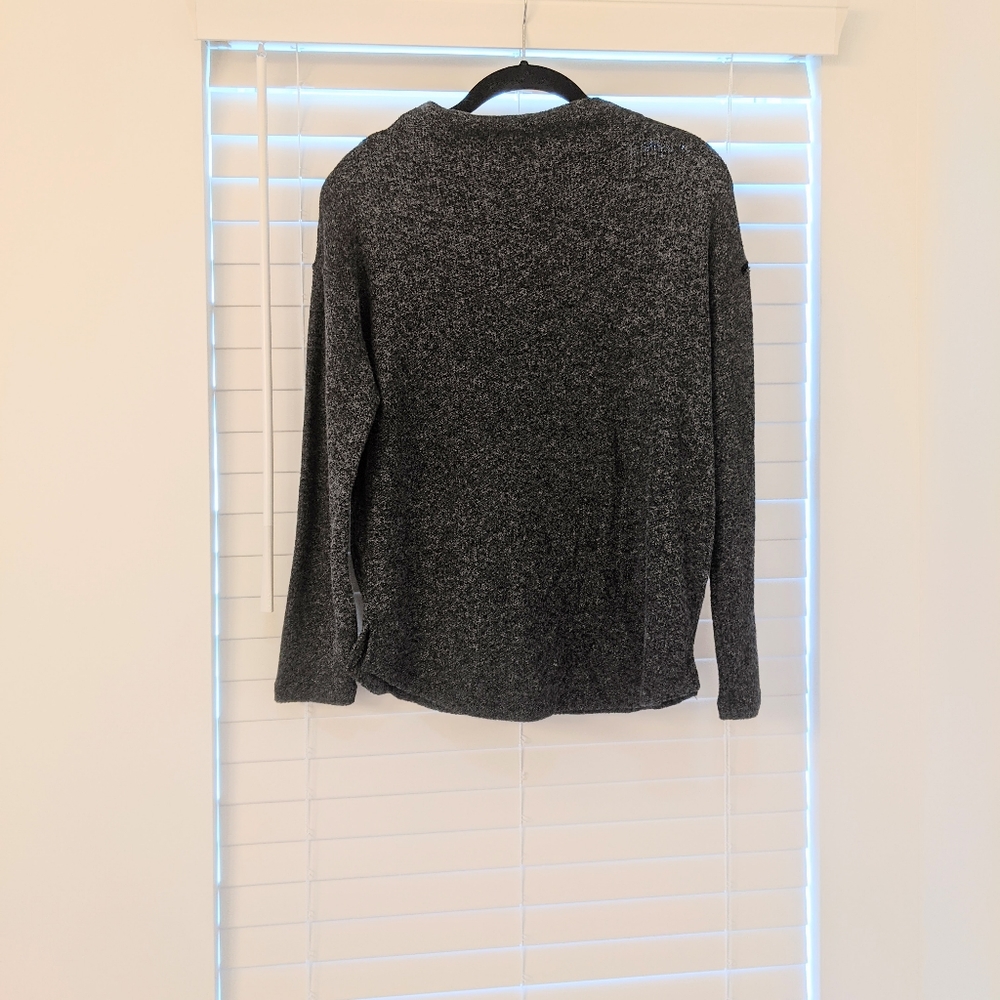 Charcoal grey thin knit mid turtle neck sweater